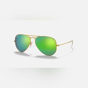 Ray-Ban Aviator Flash Sunglasses with Green Lenses.